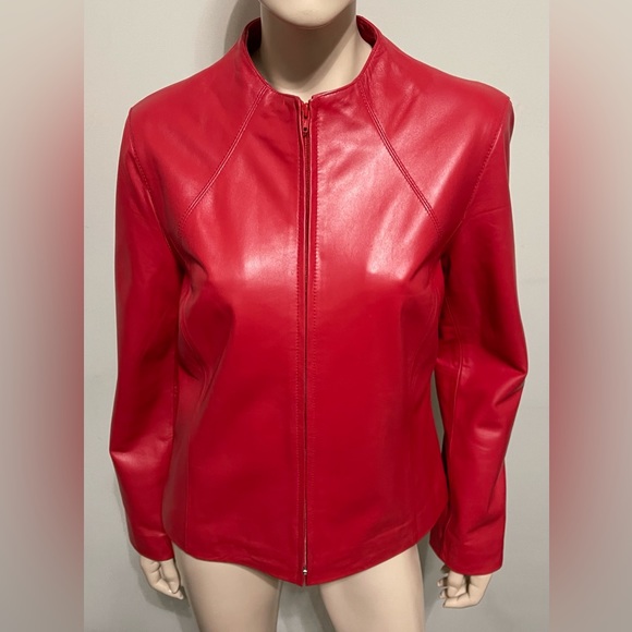 Yvonne Le Marie Red Leather Jacket 12 - Picture 2 of 11